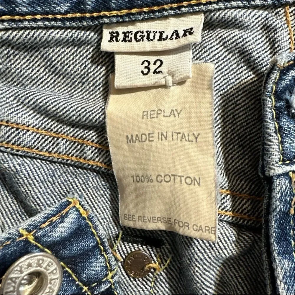 Vintage 80s Replay Blue Denim Straight Leg Button Fly 5 Pocket High Rise Jeans
